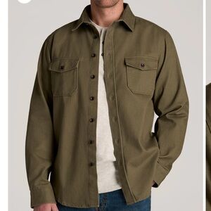 American Tall LJ&S Double Weave Shirt for Tall Men Vintage Thyme Green Size MXT